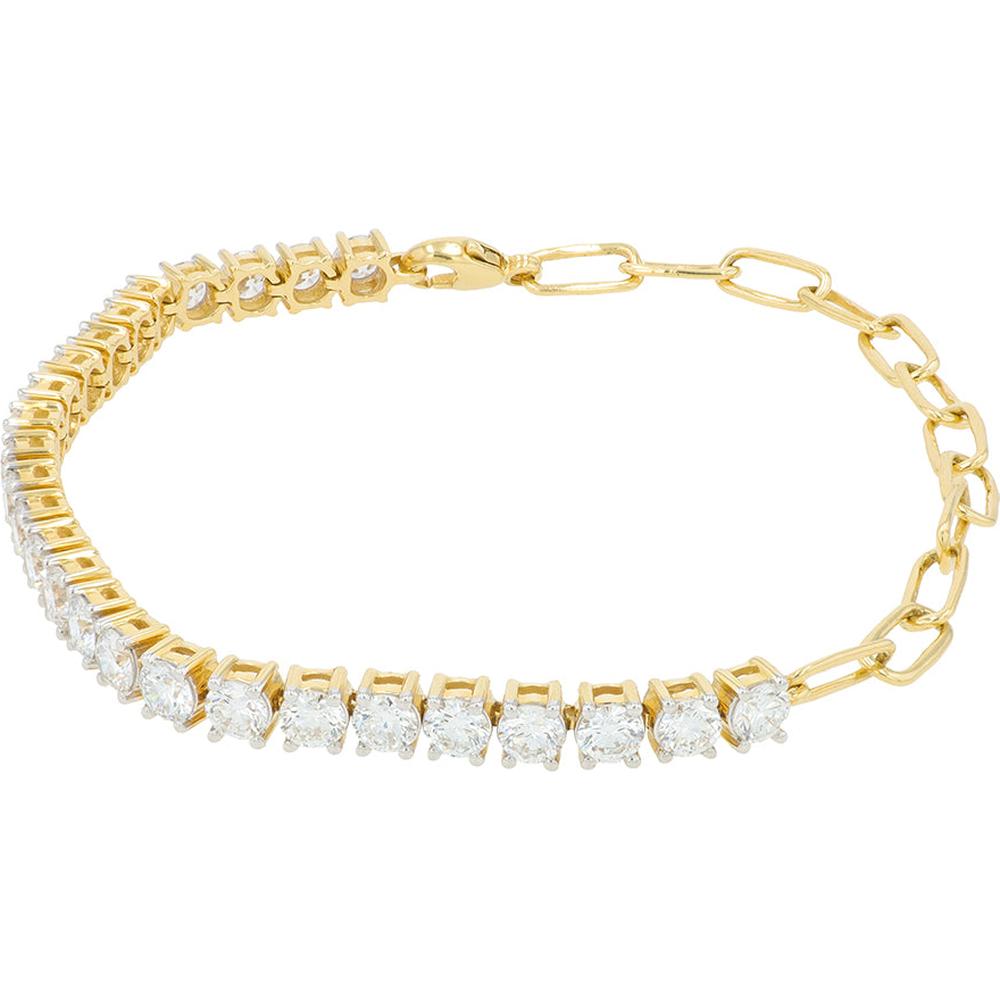 14K Yellow Gold 4 Carat Lab Grown Diamond Paperclip Chain Bracelet - 7.25" Length