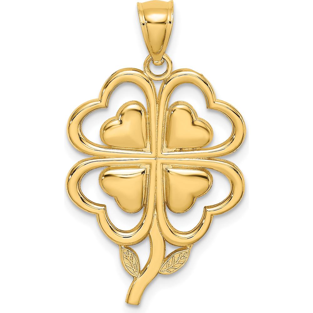 14K Yellow Gold 4-Leaf Clover Pendant - Symbol of Good Luck and Prosperity by Oro Pregiato