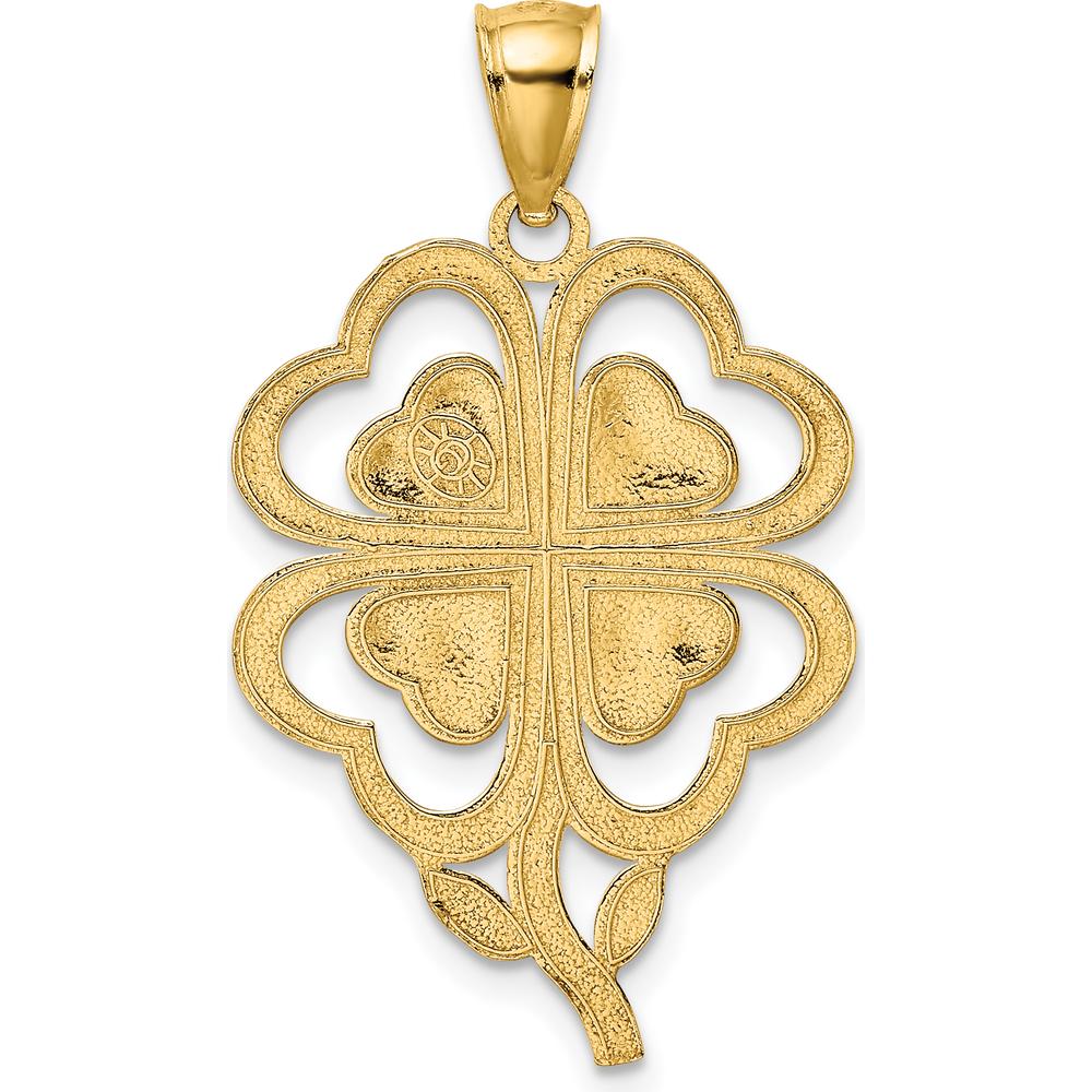 14K Yellow Gold 4-Leaf Clover Pendant - Symbol of Good Luck and Prosperity by Oro Pregiato