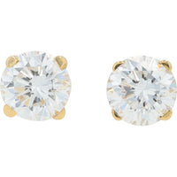 14K Yellow Gold 4-Prong Set Round Lab Grown Diamond Stud Earrings - 0.50 Carat Total Diamond Weight