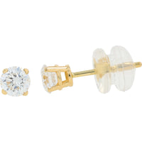 14K Yellow Gold 4-Prong Set Round Lab Grown Diamond Stud Earrings - 0.50 Carat Total Diamond Weight