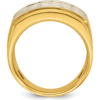 14K Yellow Gold 4-Row Diamond Ring with White Rhodium - 3.65 Carats Total Diamond Weight by IBGoodman
