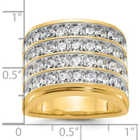 14K Yellow Gold 4-Row Diamond Ring with White Rhodium - 3.65 Carats Total Diamond Weight by IBGoodman