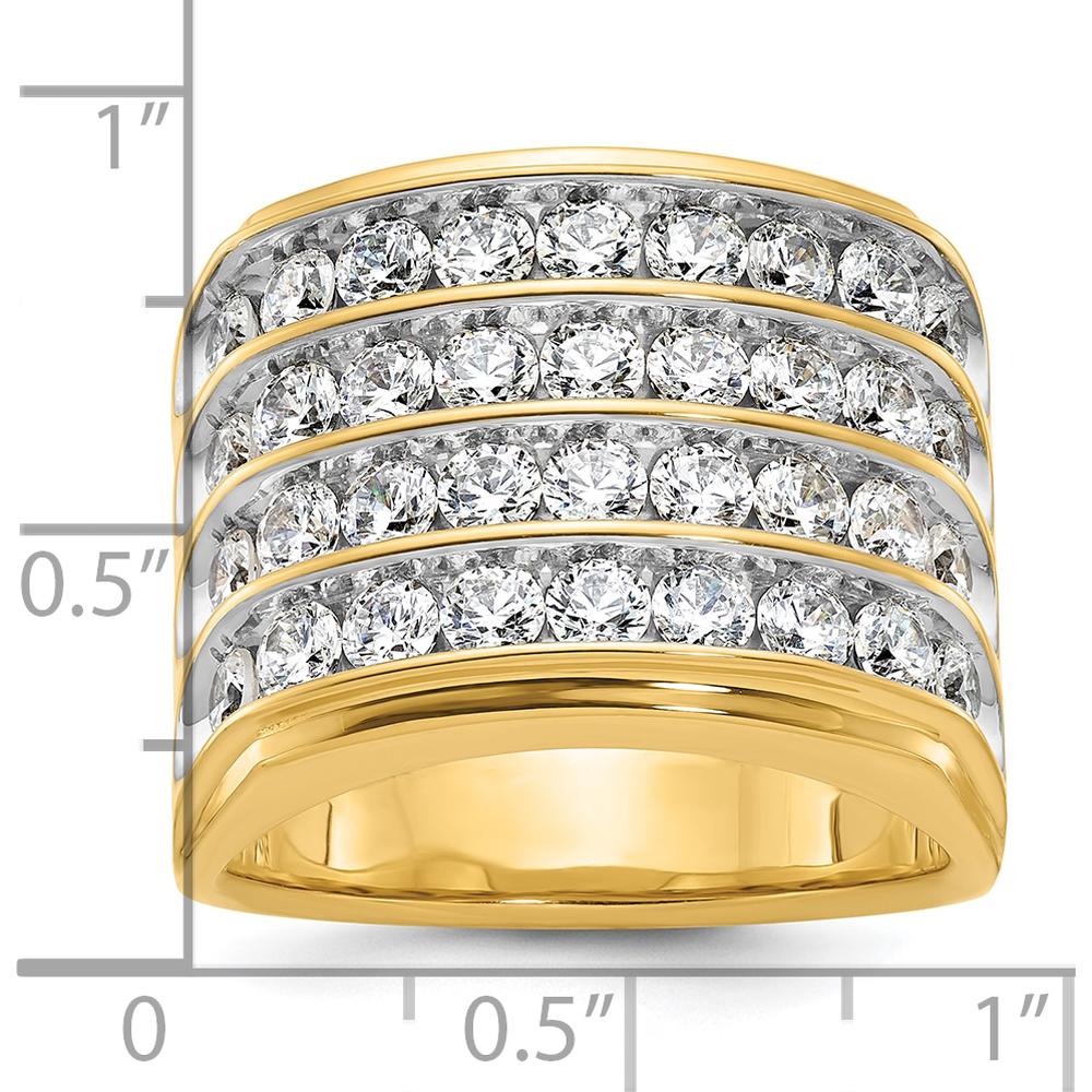 14K Yellow Gold 4-Row Diamond Ring with White Rhodium - 3.65 Carats Total Diamond Weight by IBGoodman