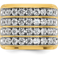 14K Yellow Gold 4-Row Diamond Ring with White Rhodium - 3.65 Carats Total Diamond Weight by IBGoodman