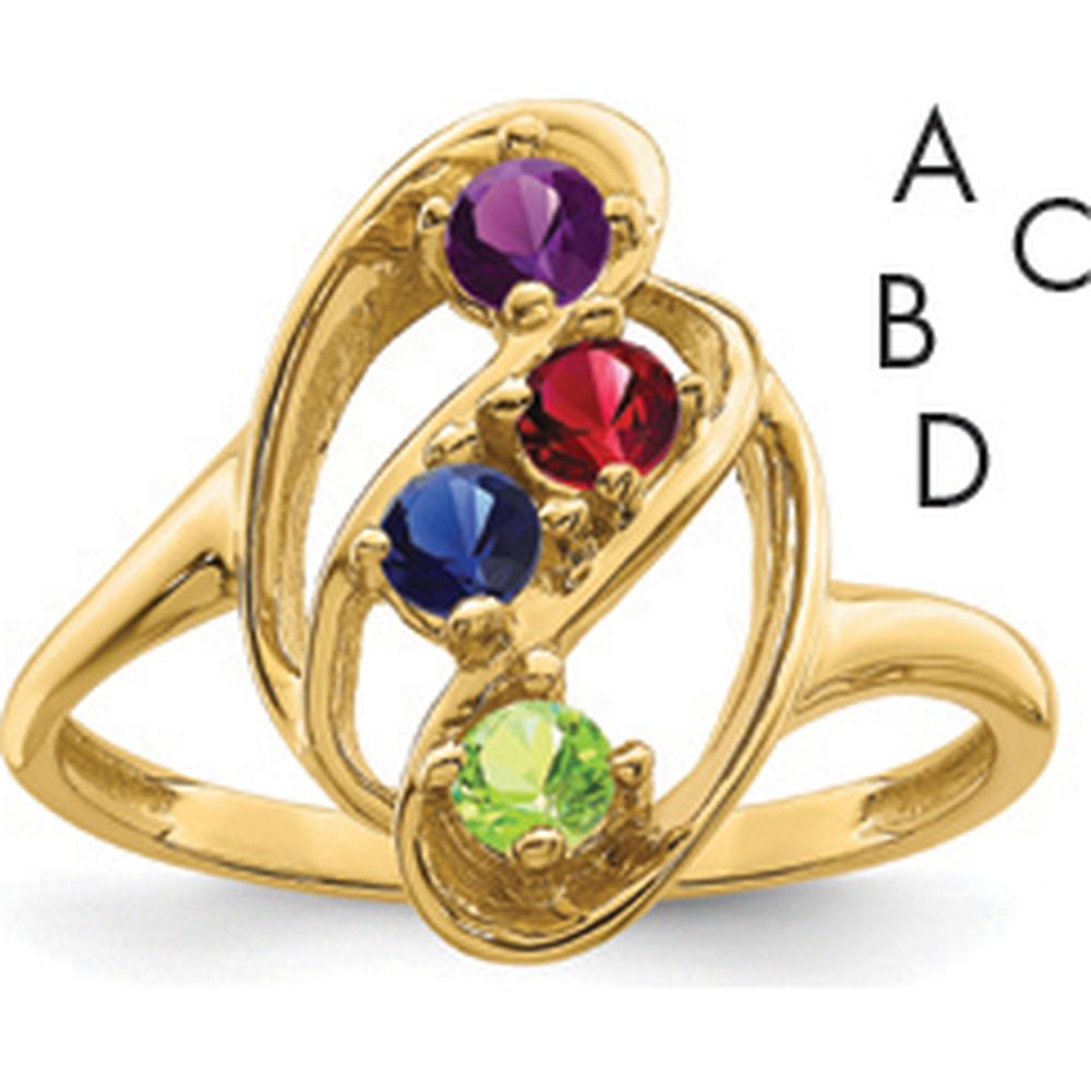 14K Yellow Gold 4 Stone Custom Mother's Ring with Round Stones by Oro Pregiato