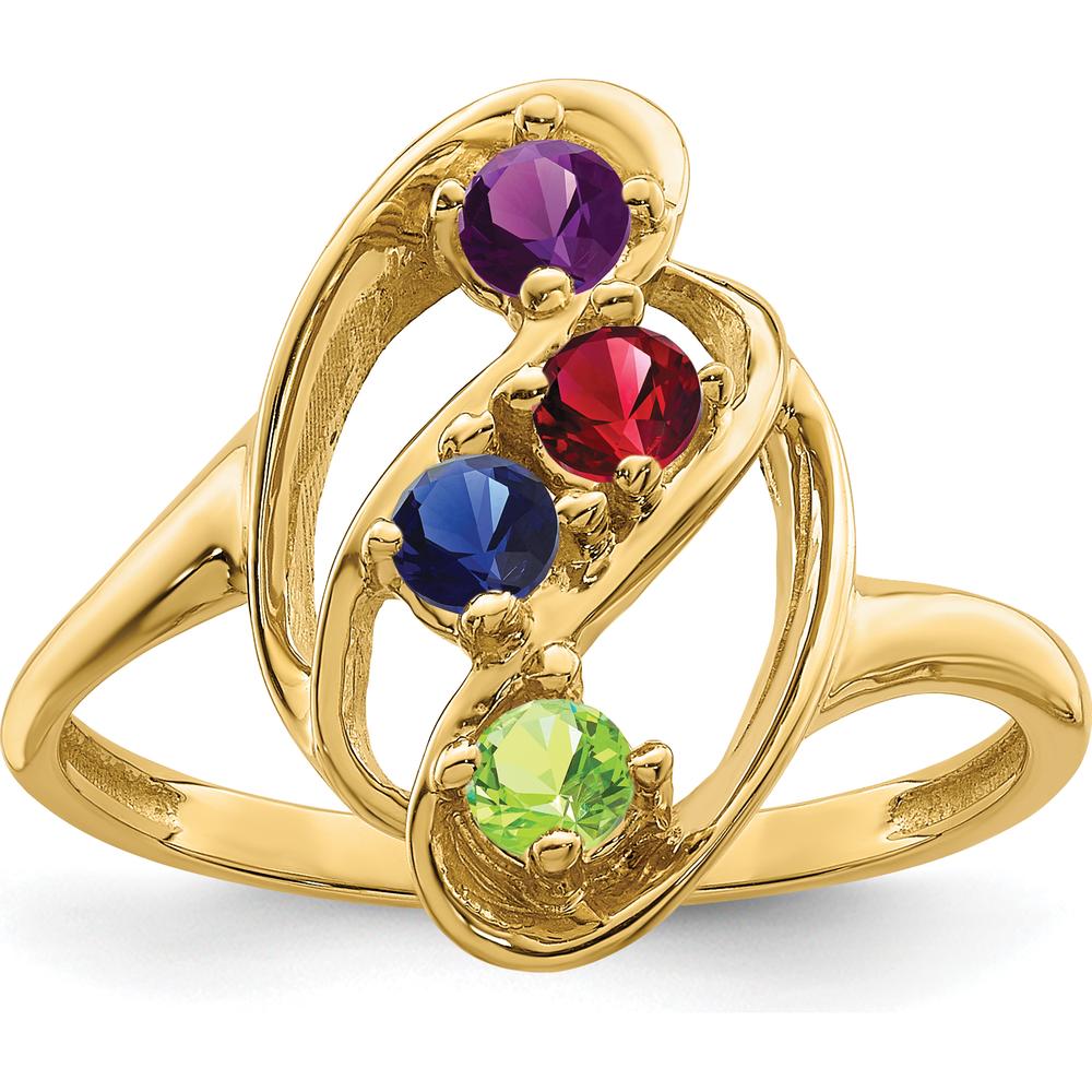 14K Yellow Gold 4 Stone Custom Mother's Ring with Round Stones by Oro Pregiato