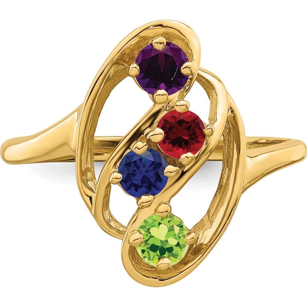 14K Yellow Gold 4 Stone Custom Mother's Ring with Round Stones by Oro Pregiato