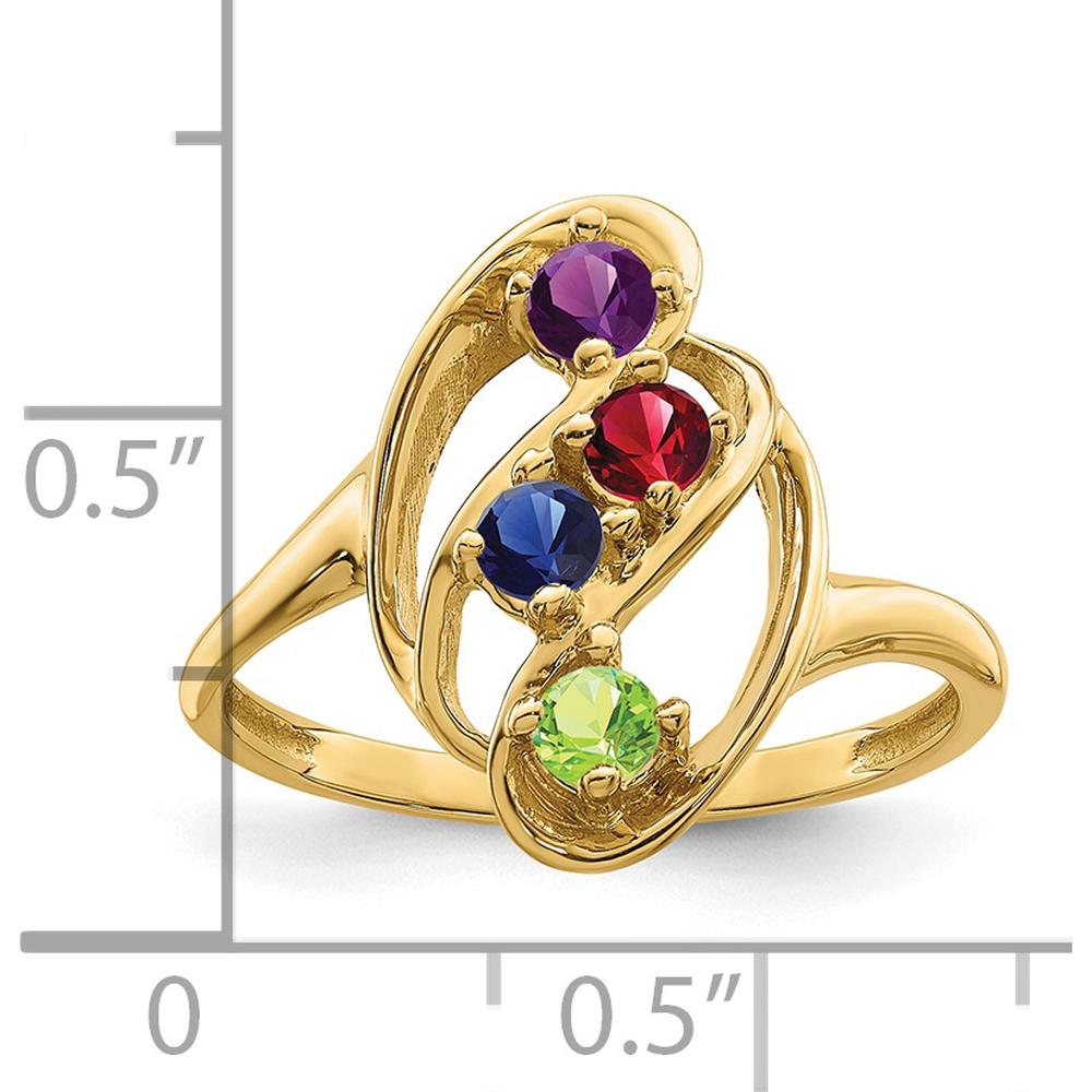 14K Yellow Gold 4 Stone Custom Mother's Ring with Round Stones by Oro Pregiato