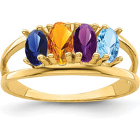 14K Yellow Gold 4-Stone Family Ring Mounting - Customizable Gemstone Design by Monteluci Fine Jewelry