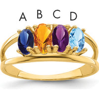 14K Yellow Gold 4-Stone Family Ring Mounting - Customizable Gemstone Design by Monteluci Fine Jewelry