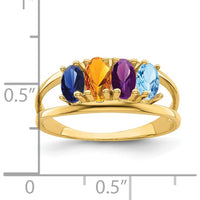 14K Yellow Gold 4-Stone Family Ring Mounting - Customizable Gemstone Design by Monteluci Fine Jewelry