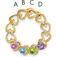 14K Yellow Gold 4-Stone Heart-Shaped Family Pendant Mounting - Customizable Gemstone Settings by Oro Pregiato