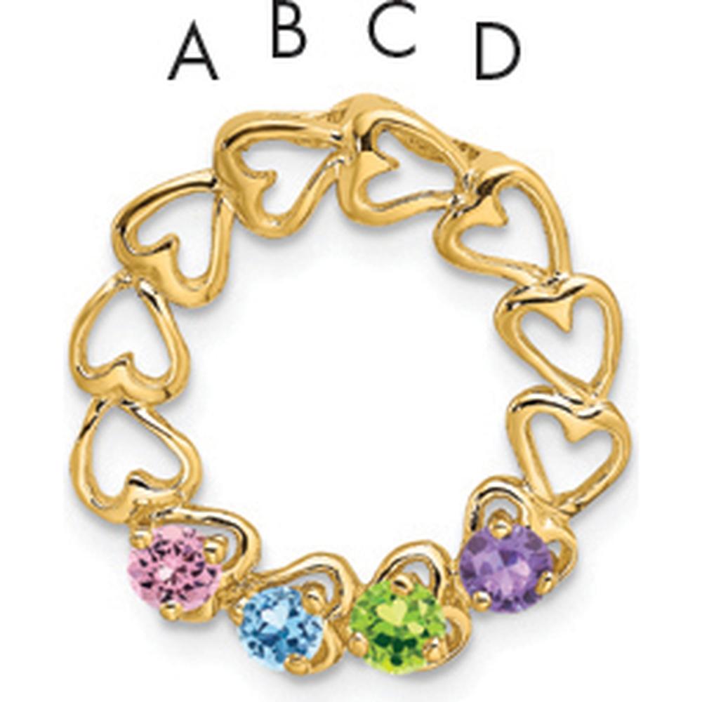 14K Yellow Gold 4-Stone Heart-Shaped Family Pendant Mounting - Customizable Gemstone Settings by Oro Pregiato