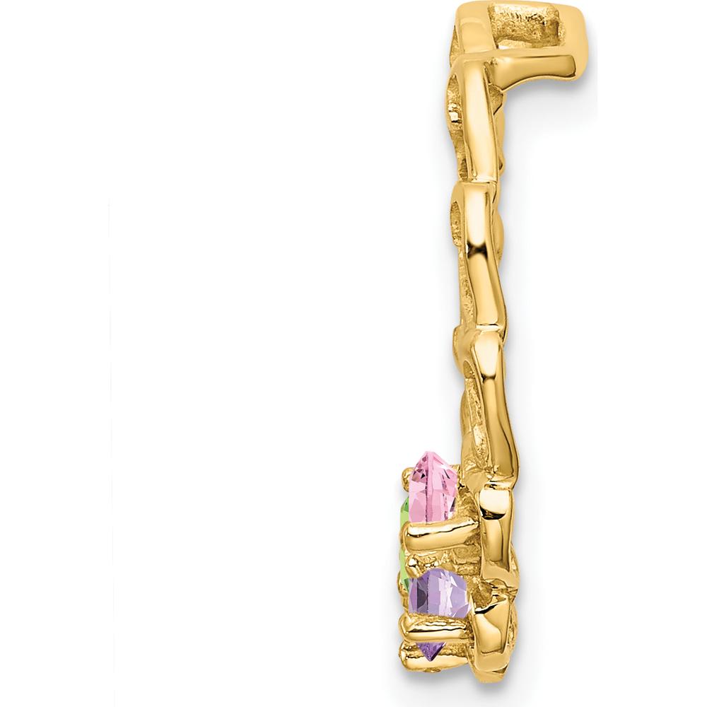 14K Yellow Gold 4-Stone Heart-Shaped Family Pendant Mounting - Customizable Gemstone Settings by Oro Pregiato