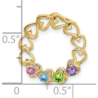 14K Yellow Gold 4-Stone Heart-Shaped Family Pendant Mounting - Customizable Gemstone Settings by Oro Pregiato