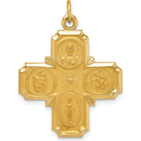 14K Yellow Gold 4-Way Medal Pendant with Polished and Satin Finish - Medium Size by Oro Pregiato