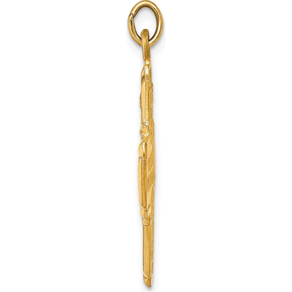 14K Yellow Gold 4-Way Medal Pendant with Polished and Satin Finish - Medium Size by Oro Pregiato