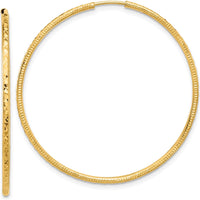 14K Yellow Gold 40mm Diamond-Cut Endless Hoop Earrings by 0