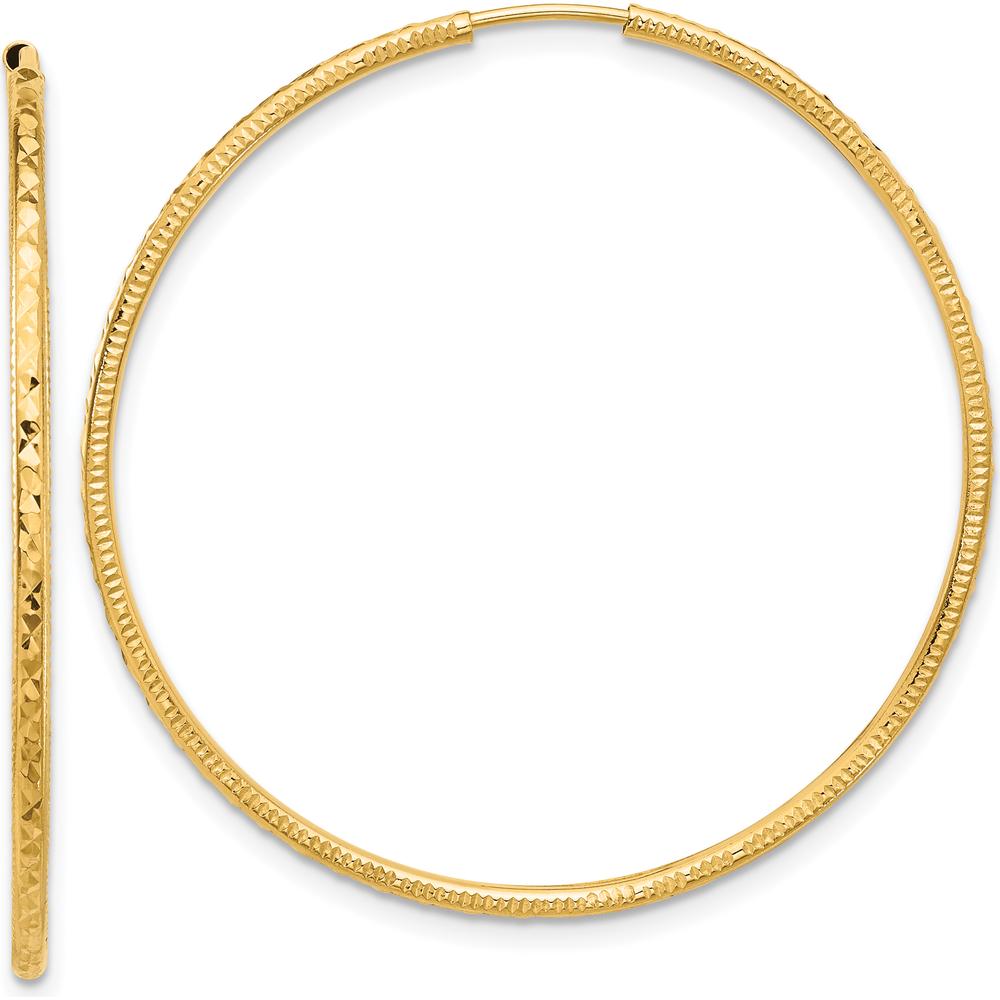 14K Yellow Gold 40mm Diamond-Cut Endless Hoop Earrings by 0