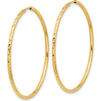 14K Yellow Gold 40mm Diamond-Cut Endless Hoop Earrings by 0