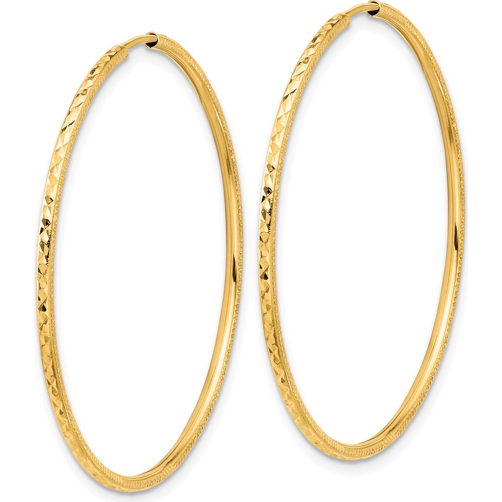 14K Yellow Gold 40mm Diamond-Cut Endless Hoop Earrings by 0