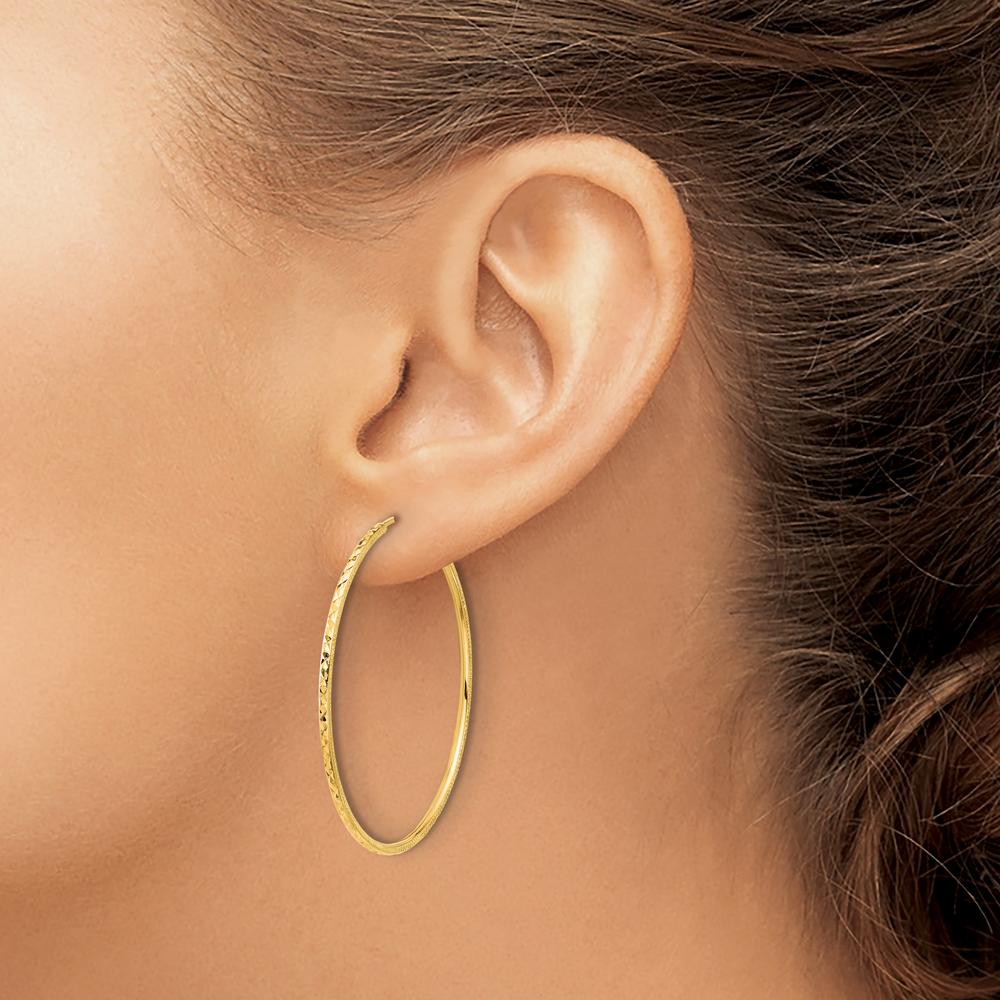14K Yellow Gold 40mm Diamond-Cut Endless Hoop Earrings by 0