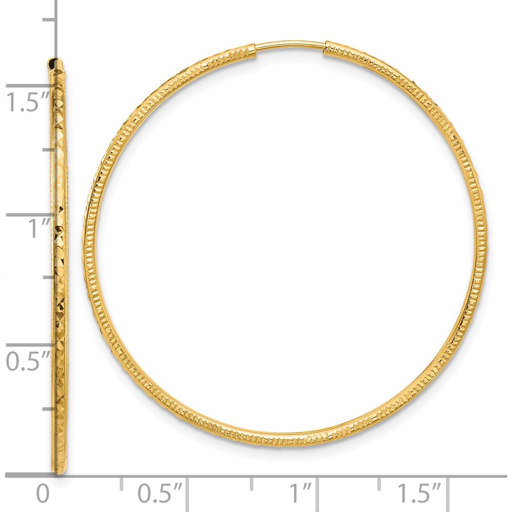 14K Yellow Gold 40mm Diamond-Cut Endless Hoop Earrings by 0