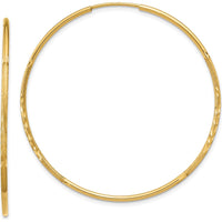 14K Yellow Gold 40mm Diamond-Cut Endless Hoop Earrings by Oro Pregiato