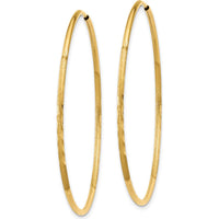 14K Yellow Gold 40mm Diamond-Cut Endless Hoop Earrings by Oro Pregiato