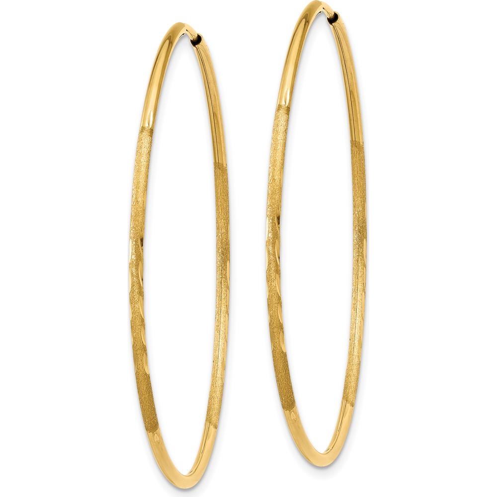 14K Yellow Gold 40mm Diamond-Cut Endless Hoop Earrings by Oro Pregiato