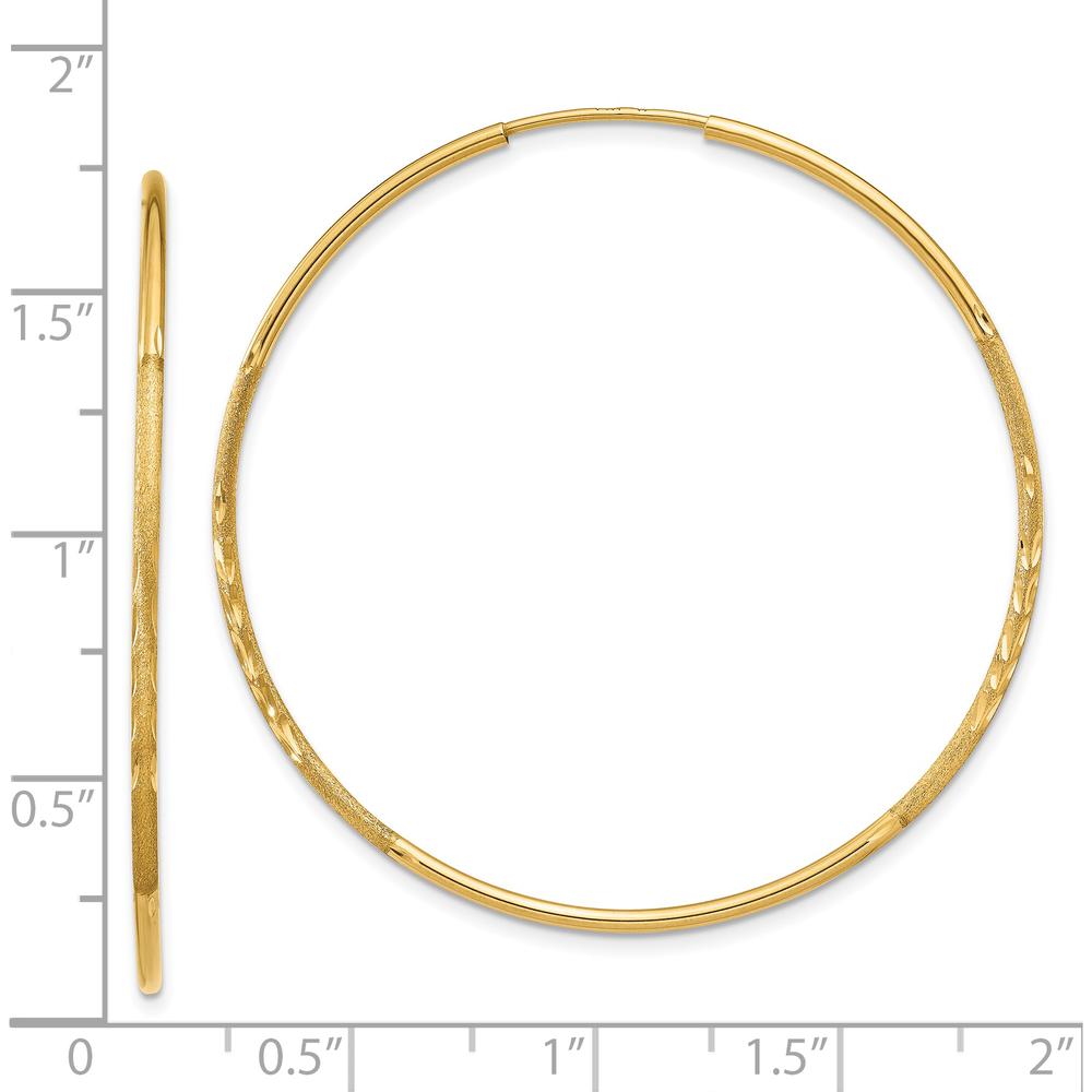 14K Yellow Gold 40mm Diamond-Cut Endless Hoop Earrings by Oro Pregiato