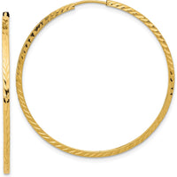 14K Yellow Gold 40mm Diamond-Cut Square Tube Endless Hoop Earrings - Lightweight, Polished Finish by 0