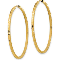 14K Yellow Gold 40mm Diamond-Cut Square Tube Endless Hoop Earrings - Lightweight, Polished Finish by 0