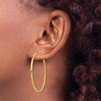 14K Yellow Gold 40mm Diamond-Cut Square Tube Endless Hoop Earrings - Lightweight, Polished Finish by 0