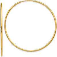 14K Yellow Gold 40mm Endless Hoop Earrings with Polished Finish by Oro Pregiato