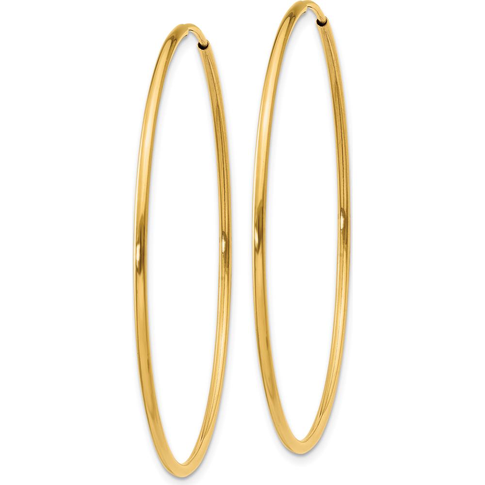 14K Yellow Gold 40mm Endless Hoop Earrings with Polished Finish by Oro Pregiato