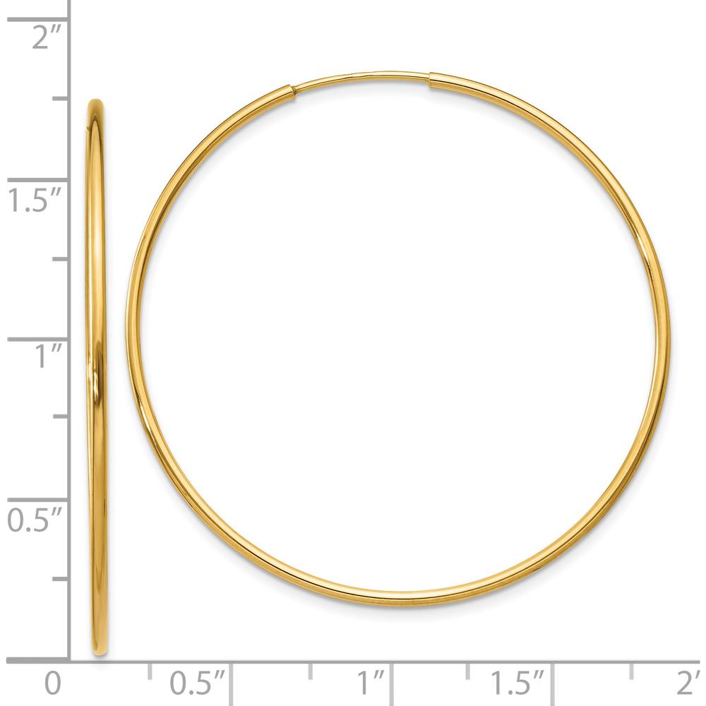 14K Yellow Gold 40mm Endless Hoop Earrings with Polished Finish by Oro Pregiato