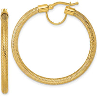 14K Yellow Gold 40mm Flexible Mesh Hoop Earrings with Polished Finish by 0
