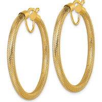 14K Yellow Gold 40mm Flexible Mesh Hoop Earrings with Polished Finish by 0