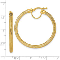 14K Yellow Gold 40mm Flexible Mesh Hoop Earrings with Polished Finish by 0