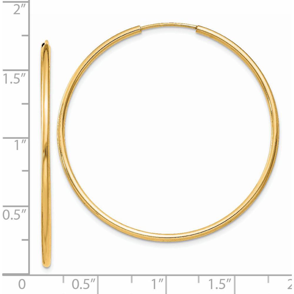 14K Yellow Gold 40mm Polished Round Endless Hoop Earrings by Oro Pregiato