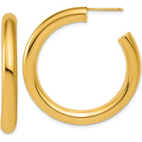 14K Yellow Gold 40mm Polished Tube C-Hoop Post Earrings by 0