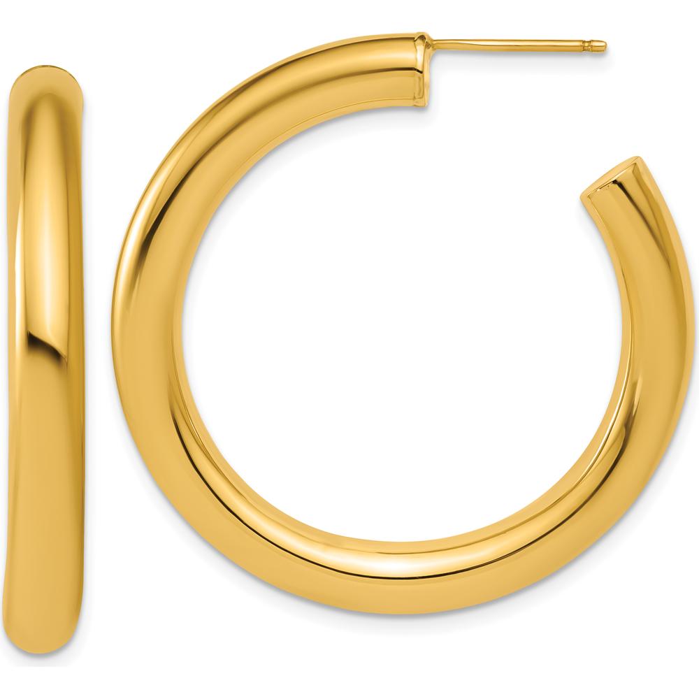 14K Yellow Gold 40mm Polished Tube C-Hoop Post Earrings by 0