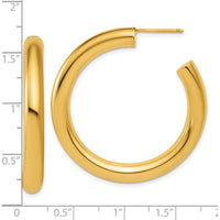14K Yellow Gold 40mm Polished Tube C-Hoop Post Earrings by 0