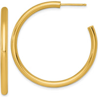 14K Yellow Gold 40mm Polished Tube C-Hoop Post Earrings by 0