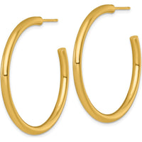 14K Yellow Gold 40mm Polished Tube C-Hoop Post Earrings by 0