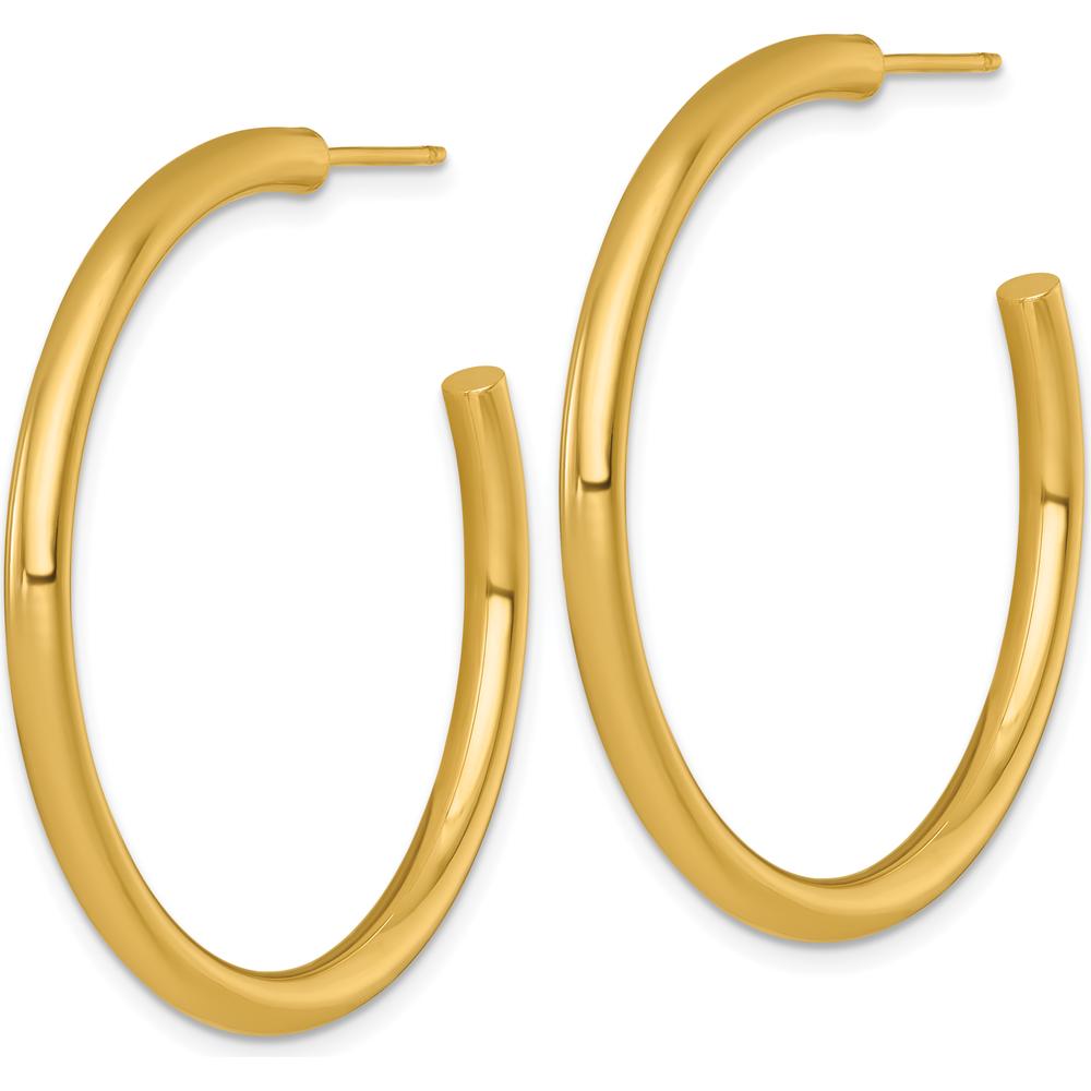 14K Yellow Gold 40mm Polished Tube C-Hoop Post Earrings by 0