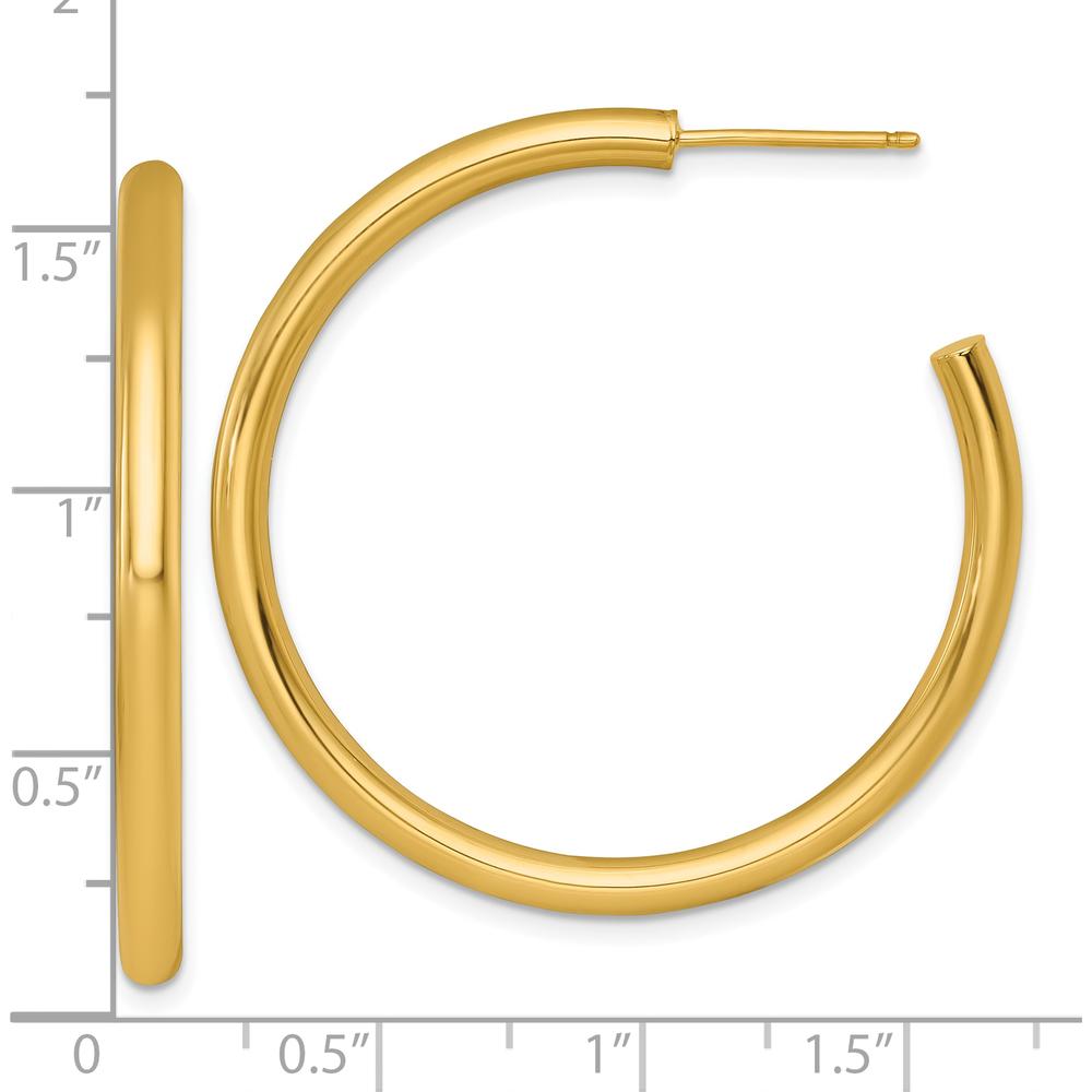 14K Yellow Gold 40mm Polished Tube C-Hoop Post Earrings by 0