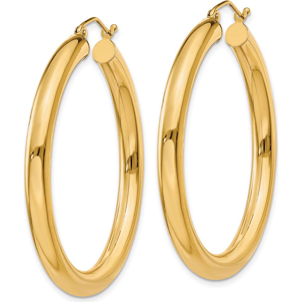 14K Yellow Gold 40mm Polished Tube Hoop Earrings - 4mm Thickness by 0
